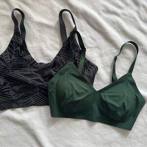 Aerie Seamless Bra Set - Dark Green and Black Pattern
